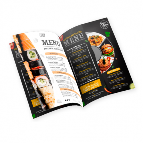 Cardápio A5 | 8 páginas | 4/4 | Laminação Fosca 1x1