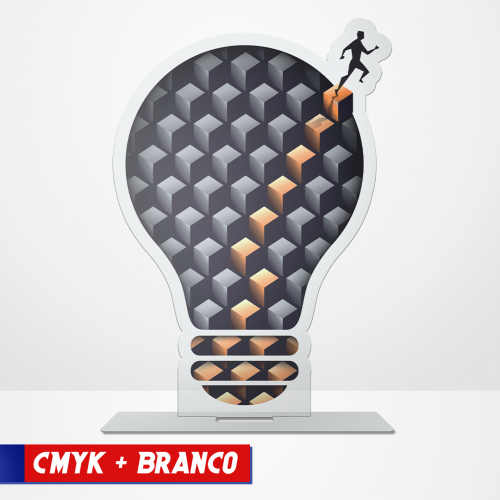 Troféu de Acrílico | 21x30cm | 5x0 | Impressão Parcial | CMYK + Branco